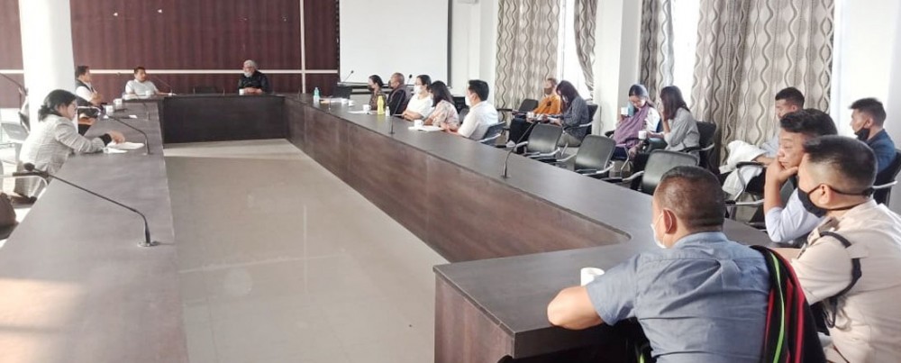 Kohima District Task Force on COVID-19 review meeting underway at the DPDB's Conference Hall Kohima on March 23. (DIPR Photo) 